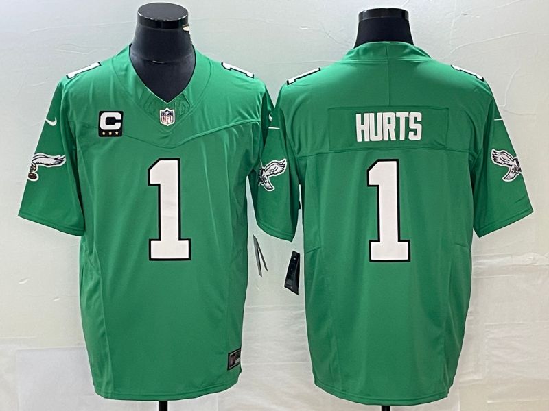 Men Philadelphia Eagles #1 Hurts Green Nike Throwback Player Game NFL Jersey